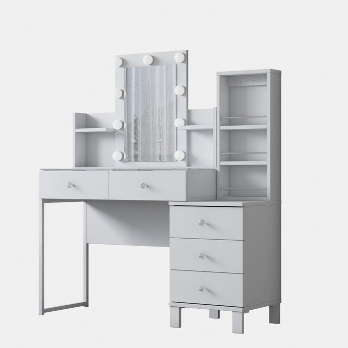 Hanah Home Mesa de Maquillaje Blanca con 9 Focos